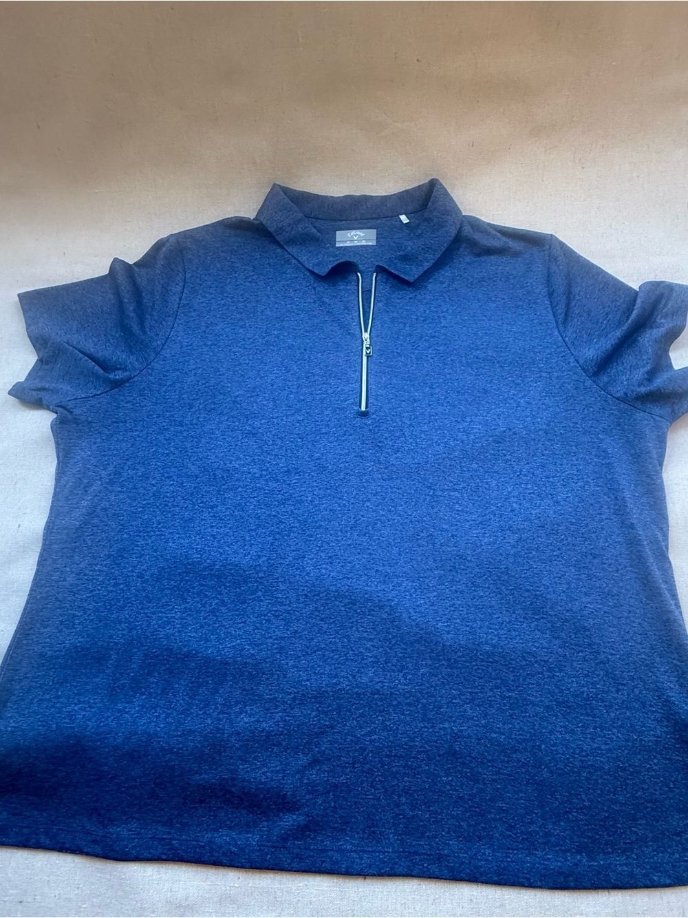 Callaway Heathered Navy Blue Zipper Golf Polo Shirt Top Plus Size 2X NWOT - Picture 7 of 12